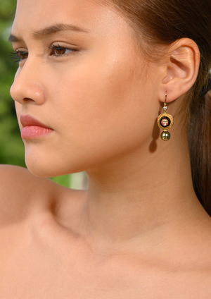 Micro Mosaic Janus Face Earrings in 18 Karat Gold